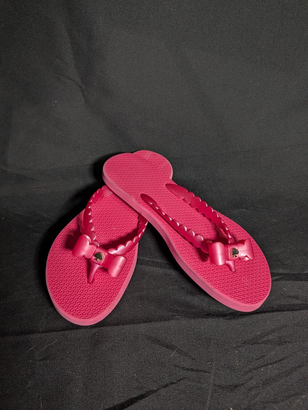 Kate Spade New York Pink Bow Flip Flops Sandals Women's 8 Rubber Beach Pool